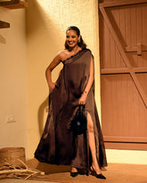 Armani Satin Mocha Sage Kaftan